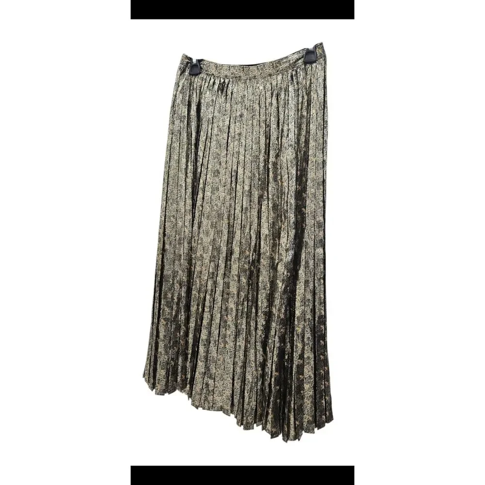 Women's Metallic Pleated Midi Sexy Romantic Skirt Vineyard Vines Size L NWT